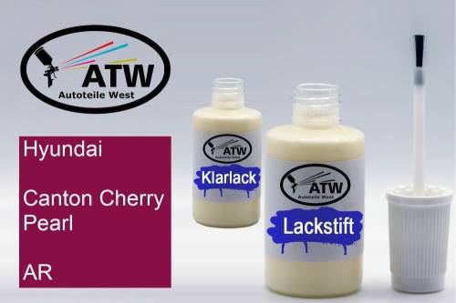 Hyundai, Canton Cherry Pearl, AR: 20ml Lackstift + 20ml Klarlack - Set, von ATW Autoteile West.